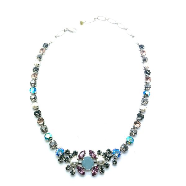Necklace By Mariana Woman Gorgeous Rose and Smoked Grey Swarovski Crystals