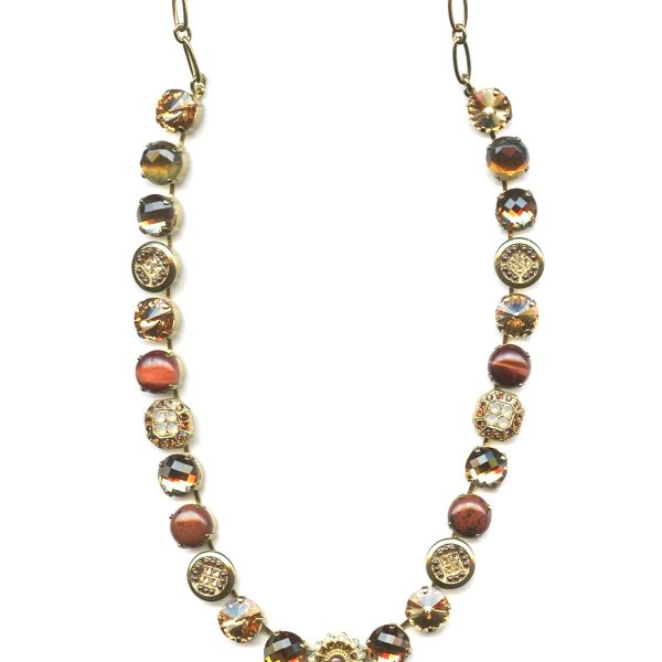 Necklace By Mariana Odyssey Coll. Ruby & Amber Minerals, Gold & Green Swarovski Crystals
