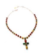 Necklace by Mariana My Treasures Coll. Stunning Jade, Yellow Jasper, Red Goldstone, Riverstone, Rhodonite Mineral Swarovski Crystals - Image 3