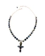 Necklace by Mariana My Treasures Coll. Gorgeous Dalmatian Jasper, Moonstone, Blue Goldstone, & Onyx Mineral Swarovski Crystals - Image 3