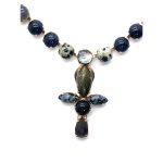 Necklace by Mariana My Treasures Coll. Gorgeous Dalmatian Jasper, Moonstone, Blue Goldstone, & Onyx Mineral Swarovski Crystals