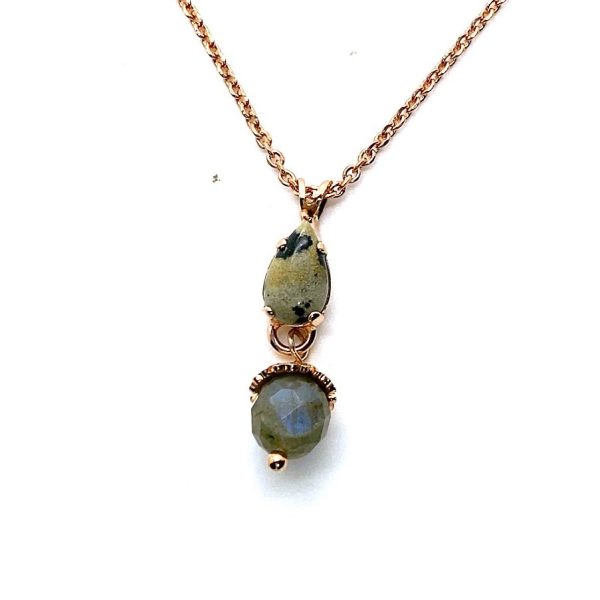 Necklace by Mariana My Treasures Coll. Adorable Dalmatian Jasper & Smoky Quartz Mineral Swarovski Crystals