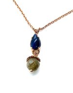 Necklace by Mariana My Treasures Coll. Exquisite Blue Goldstone & Olivine Mineral Swarovski Crystals