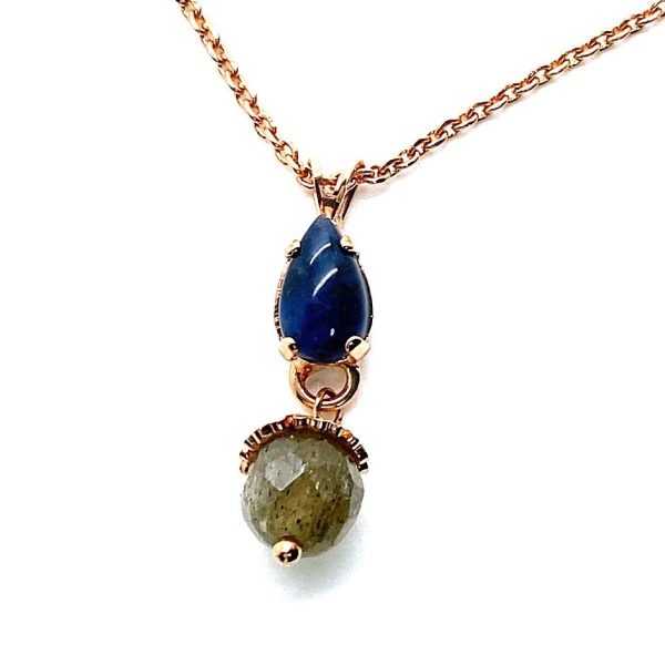 Necklace by Mariana My Treasures Coll. Exquisite Blue Goldstone & Olivine Mineral Swarovski Crystals