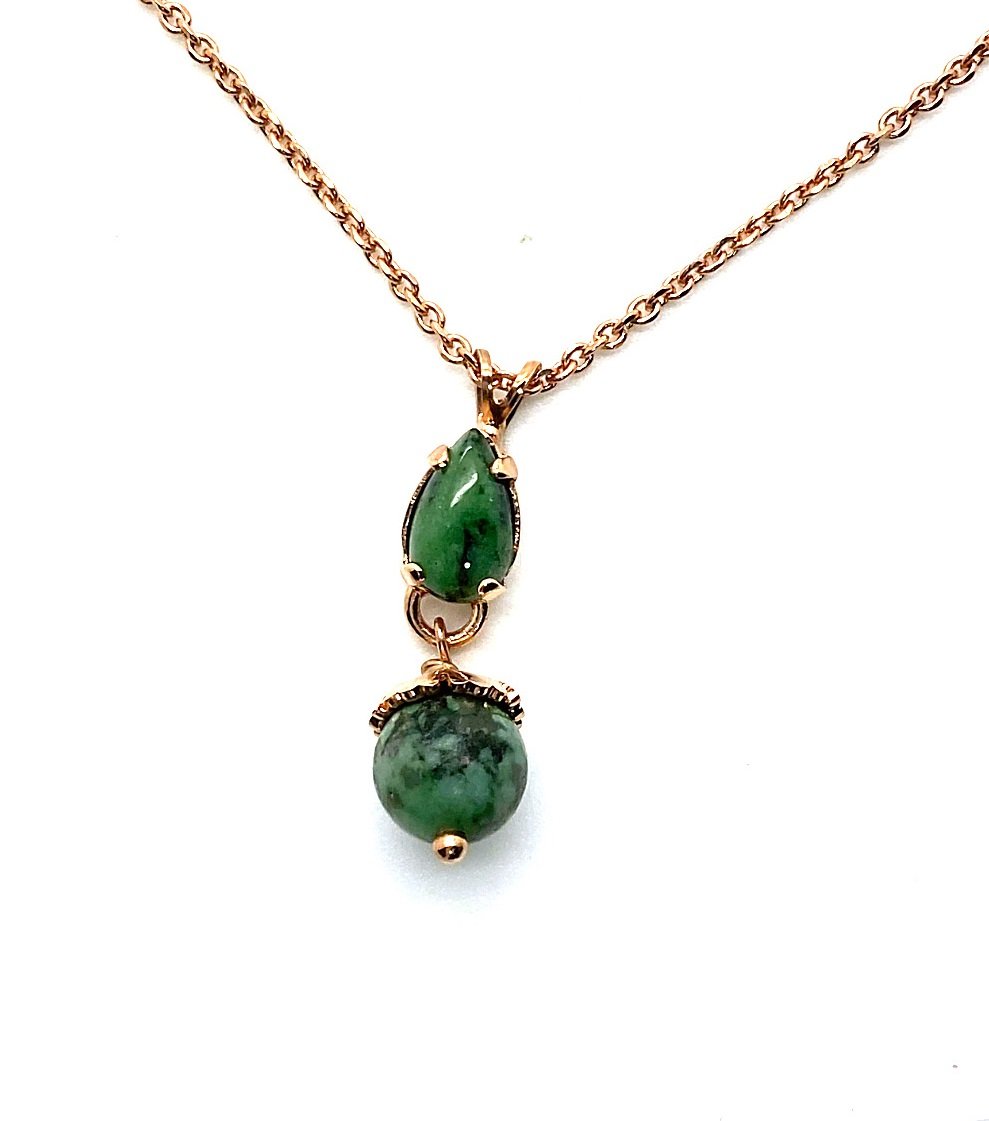 N-5106-8-M3108-RG (3) Necklace Pendant By Mariana My Treasures Coll. Elegant Jade Dalmata Mineral - Image 1