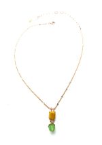 Necklace by Mariana My Treasures Coll. Beautiful Yellow Jasper & Apple Quartz Mineral Swarovski Crystals - Image 2