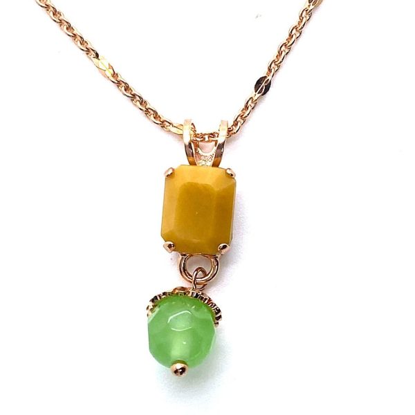 Necklace by Mariana My Treasures Coll. Beautiful Yellow Jasper & Apple Quartz Mineral Swarovski Crystals