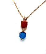 Necklace Pendant By Mariana Woman Glamorous Red Jasper and Blue Quartz Minerals