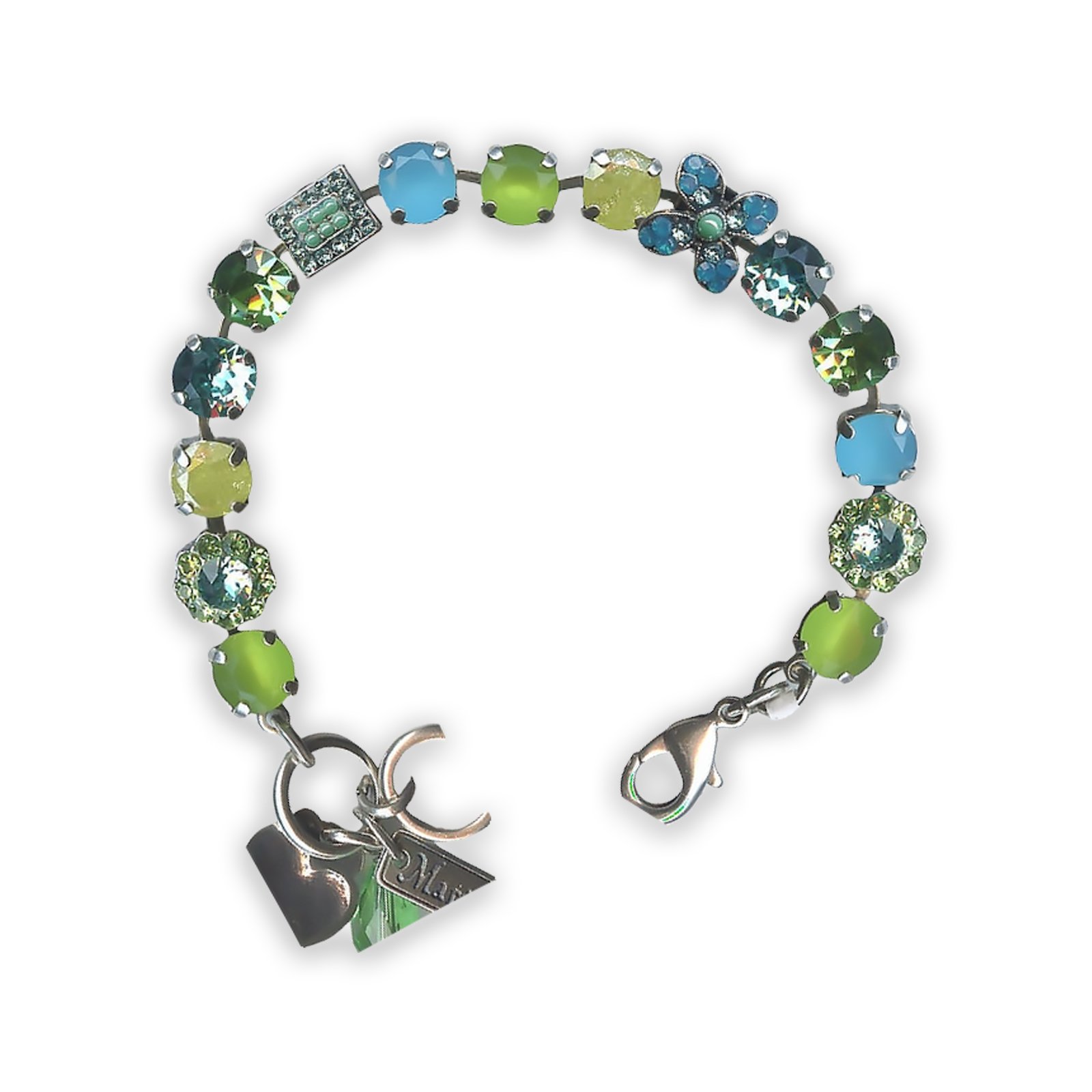 B-4068-1066-SP (1) Bracelet by Mariana Cocktail Hour Coll. Gorgeous Green and Blue Swarovski Crystals - Image 1
