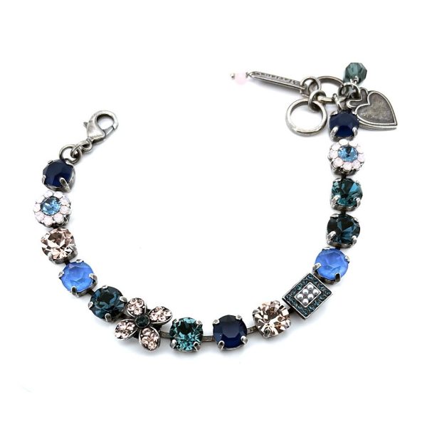 Bracelet By Mariana Woman Sophisticated Blue and Rose Swarovski Crystals