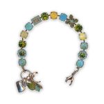 Bracelet by Mariana À La Mode Coll. Shimmering Blue and Olivine Swarovski Crystals