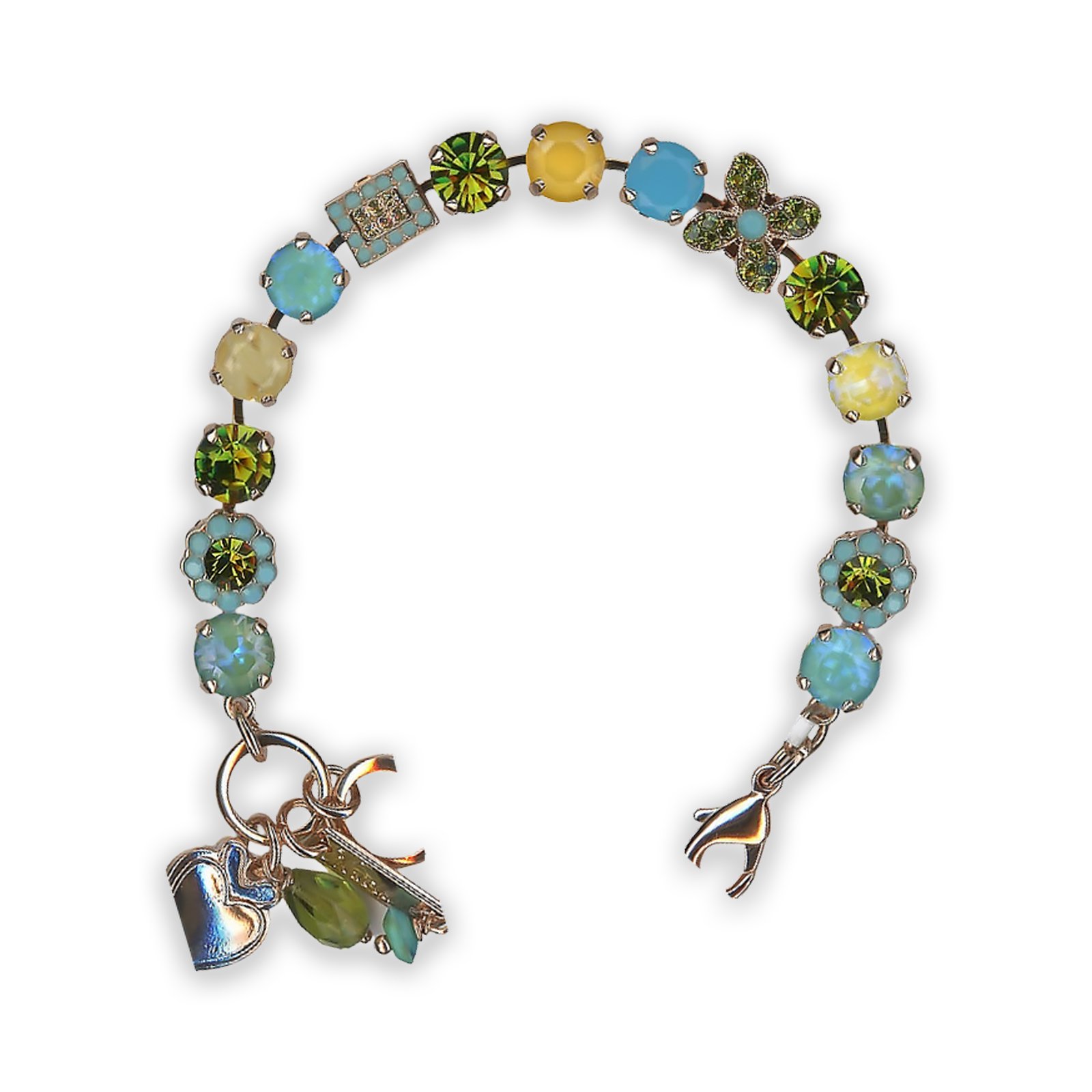B-4068-1151-RG (1) Bracelet by Mariana À La Mode Coll. Shimmering Blue and Olivine Swarovski Crystals - Image 1