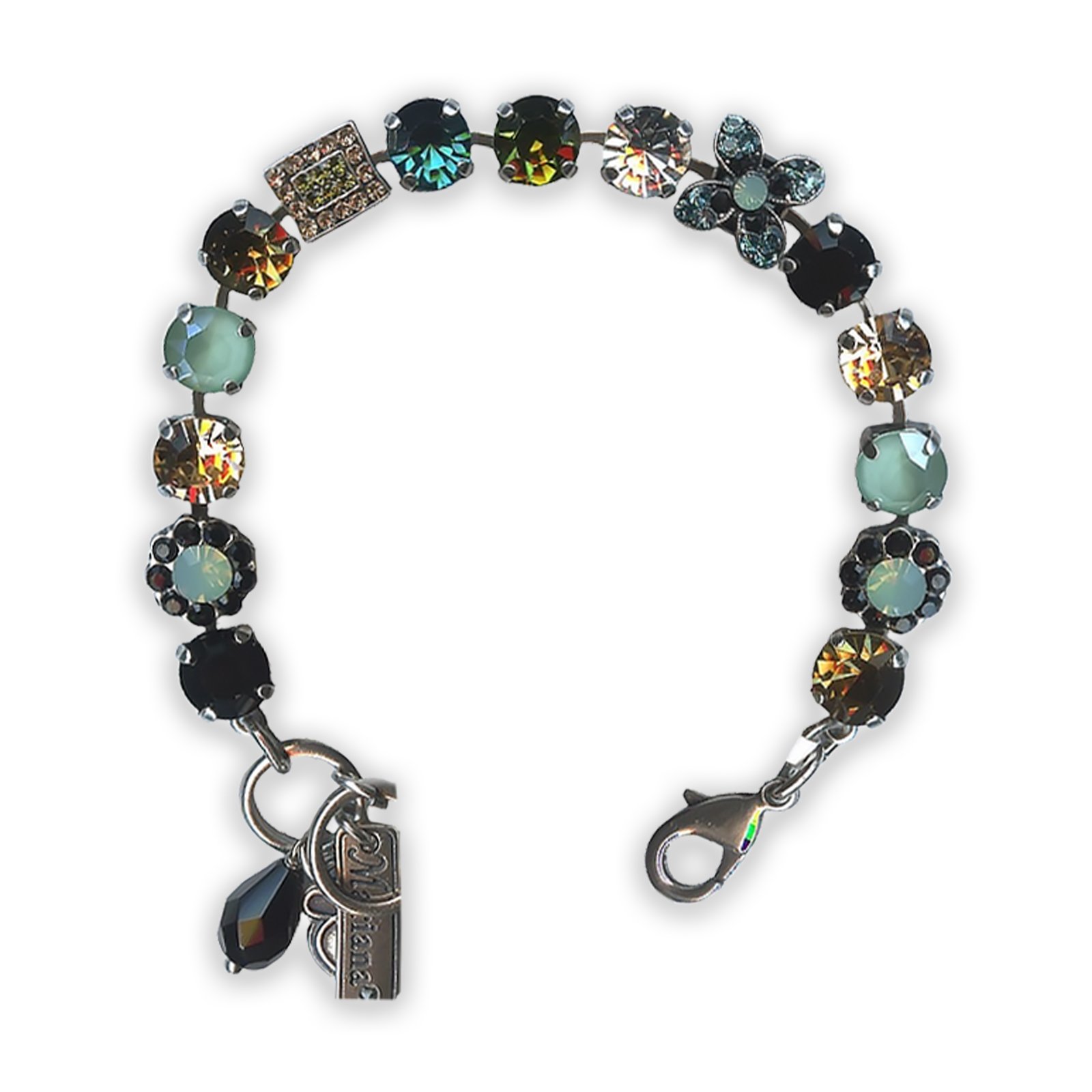 B-4068-125-SP (1) Bracelet by Mariana SOLIS Coll. Elegant Jet and Green Swarovski Crystals - Image 1