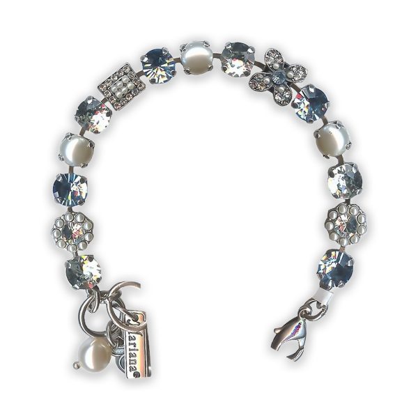 Bracelet by Mariana My Treasures Coll. Gorgeous Aquamarine and Pearl Swarovski Crystals