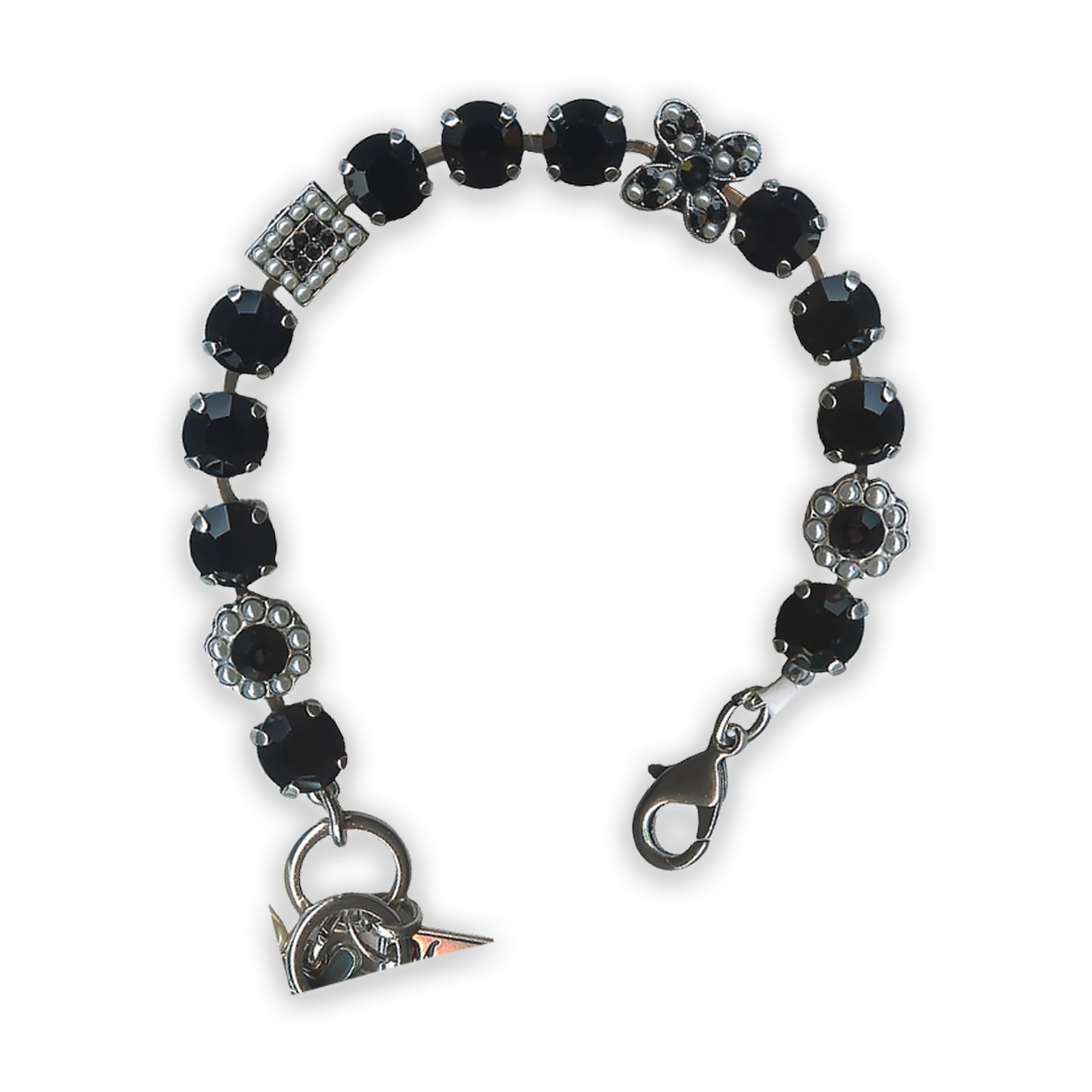 B-4068-280139-SP (1) Bracelet by Mariana My Treasures Coll. Elegant Jet and Pearl Swarovski Crystals - Image 1