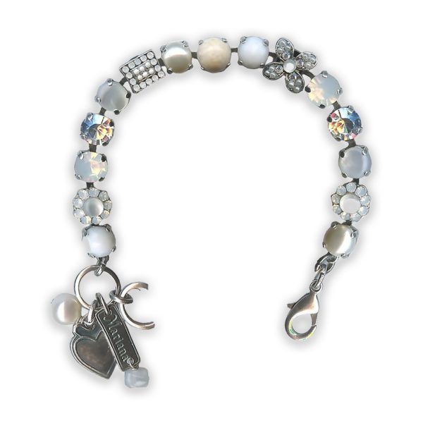 Bracelet by Mariana Cocktail Hour Coll. Timeless Howlite Mineral and Pearl Swarovski Crystals