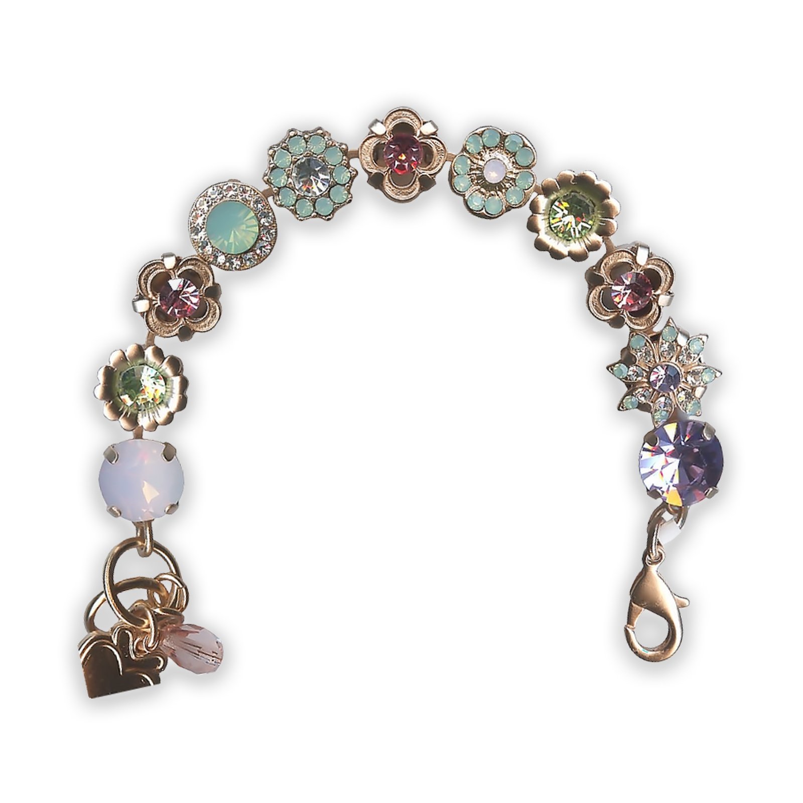 B-4072-1063-RG (1) Bracelet by Mariana Cocktail Hour Coll. Fab Greens and Pink Swarovski Crystals - Image 1