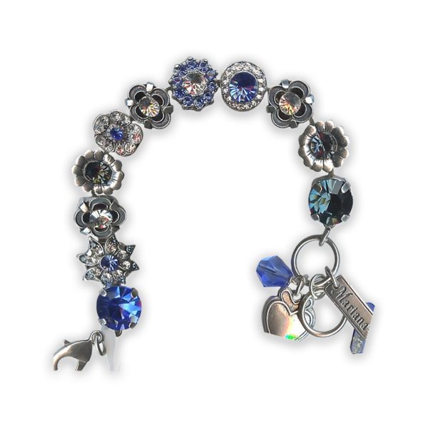 Bracelet By Mariana Woman Elegant Sapphire and Clear Swarovski Crystals