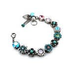 Bracelet By Mariana Woman Beautiful Rose and Turquoise Swarovski Crystals - Image 3