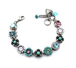 Bracelet By Mariana Woman Beautiful Rose and Turquoise Swarovski Crystals