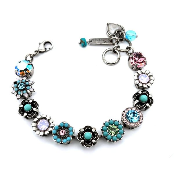Bracelet By Mariana Woman Beautiful Rose and Turquoise Swarovski Crystals