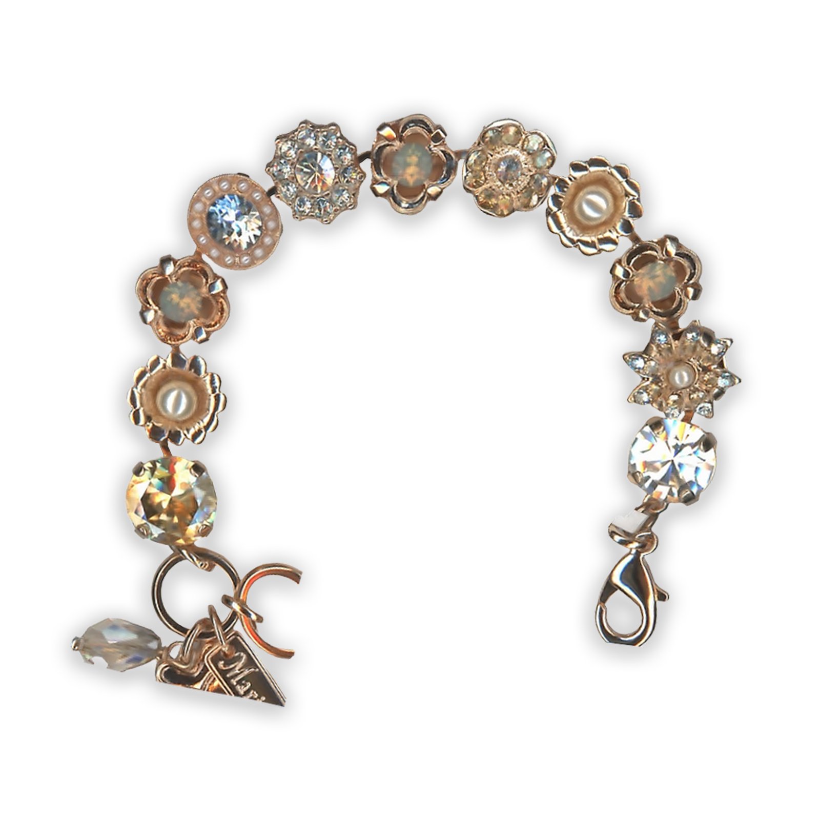 B-4072-39361-RG (1) Bracelet by Mariana Nature Coll. Shimmering Moonlight and Pearl Swarovski Crystals - Image 1
