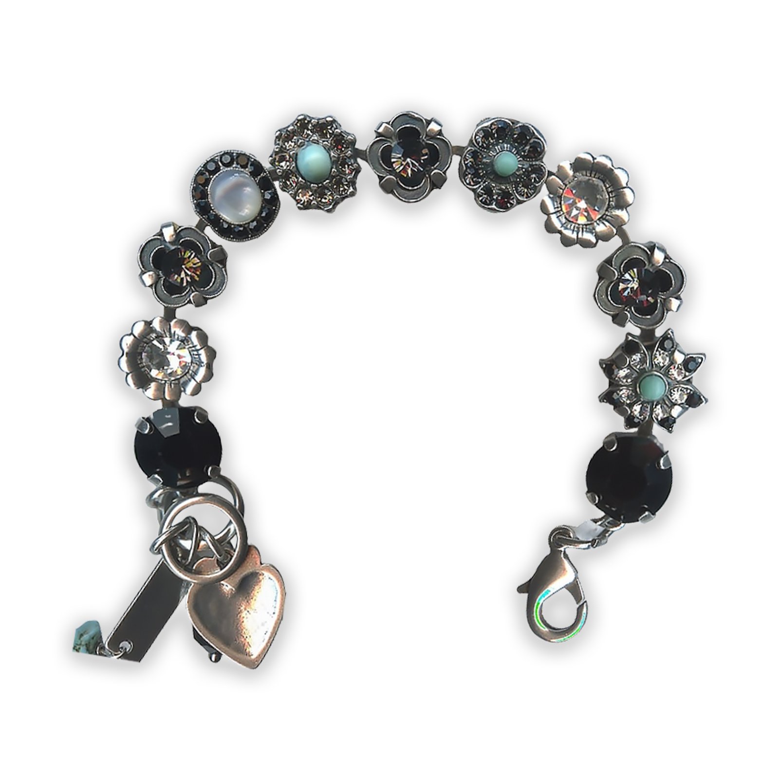 B-4072-M1081-SP (1) Bracelet by Mariana Africa Coll. Elegant Turq Mineral and Jet Swarovski Crystals - Image 1