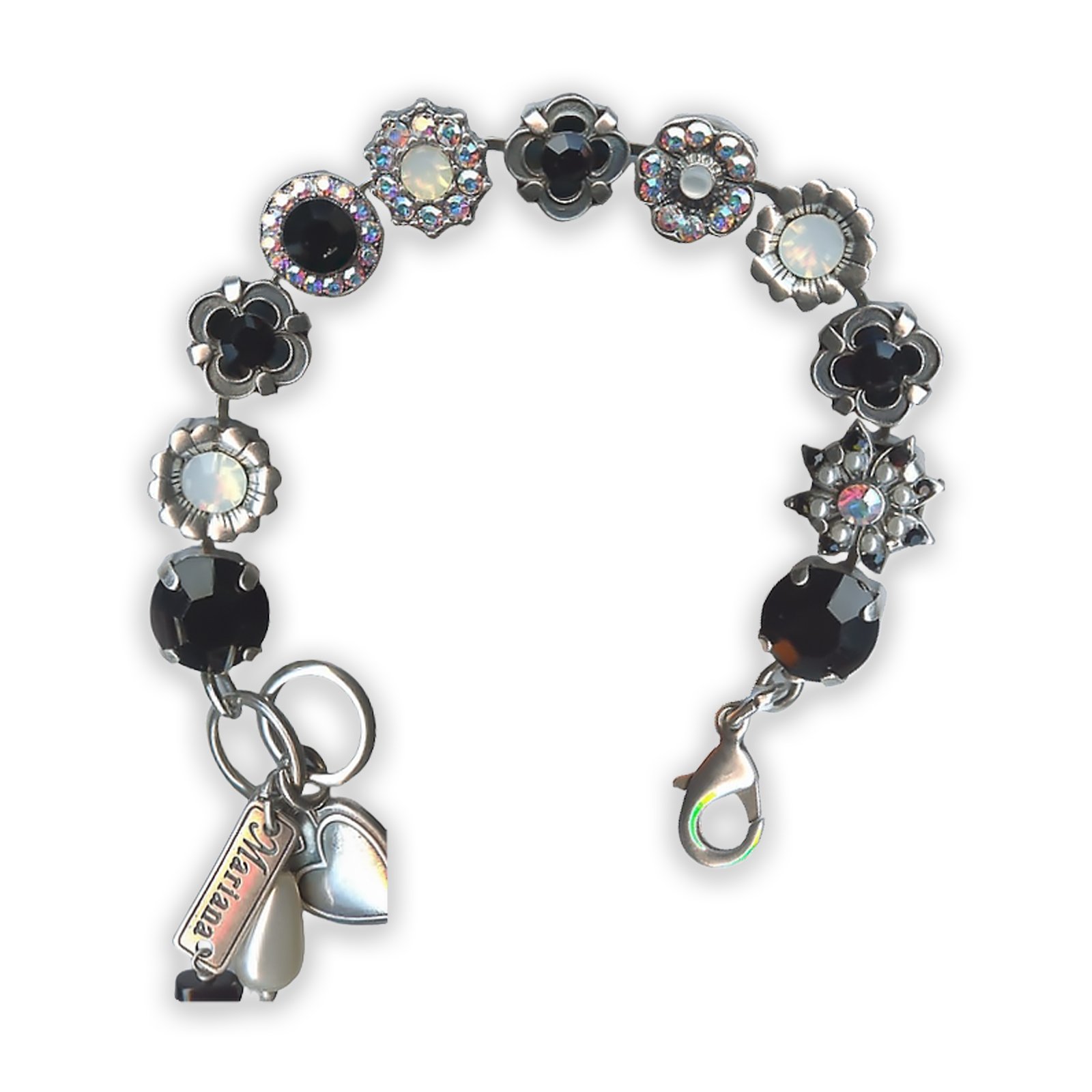 B-4072-M87280-SP (1) Bracelet by Mariana Nirvana Coll. Fab Pearl Mineral and Jet Swarovski Crystals - Image 1
