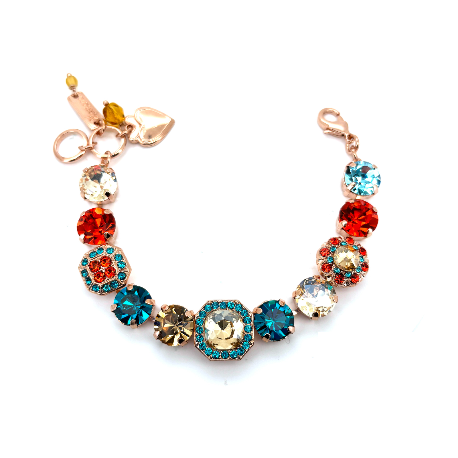 B-4174-10-1111-RG (1) Bracelet By Mariana Woman Classy Red and Golden Shadow Swarovski Crystals - Image 1