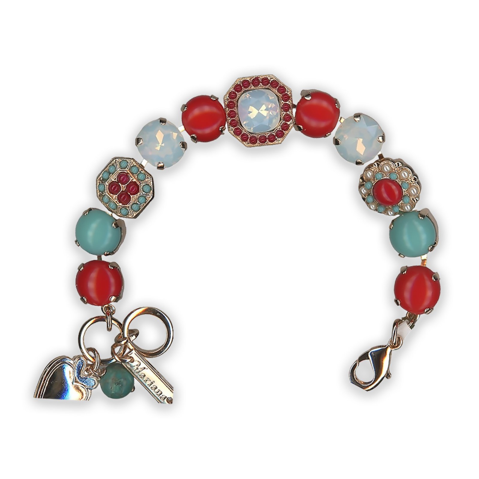 B-4174-10-1126-RG (1) Bracelet by Mariana Joy Of Life Coll. Adorable Coral, and Turquoise Swarovski Crystals - Image 1
