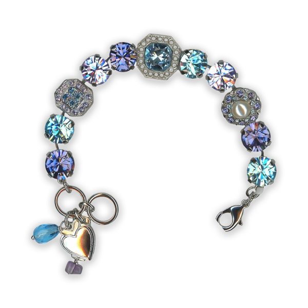 Bracelet by Mariana Power Of Love Coll. Gorgeous Aquamarine, Tanzanite, and Violet Swarovski Crystals