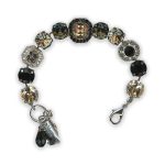 Bracelet by Mariana Botanica Coll. Luxurious Black Diamond and Moonlight Swarovski Crystals