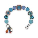 Bracelet by Mariana Botanica Coll. Gorgeous Padparadscha and Blues Swarovski Crystals - Image 2