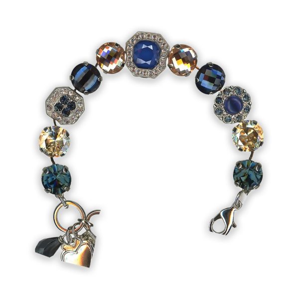 Bracelet by Mariana Spring 2019 Coll. Elegant Montana Blue and Peach Swarovski Crystals