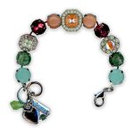 Bracelet by Mariana My Butterfly Coll. Stunning Jade Mineral, Fuchsia, Orange, and Greens Swarovski Crystals - Image 2