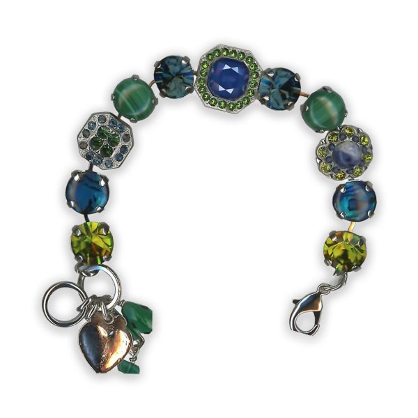 Bracelet by Mariana Winter 2021 Coll. Alluring Malachite Mineral,Greens and Blues Swarovski Crystals
