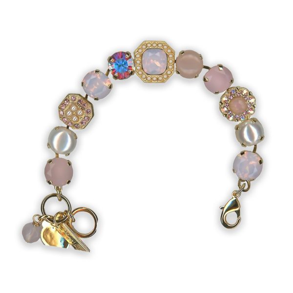 Bracelet by Mariana My Treasures Coll. Lovely Rose Quartz Mineral, Pearl, and AB Swarovski Crystals
