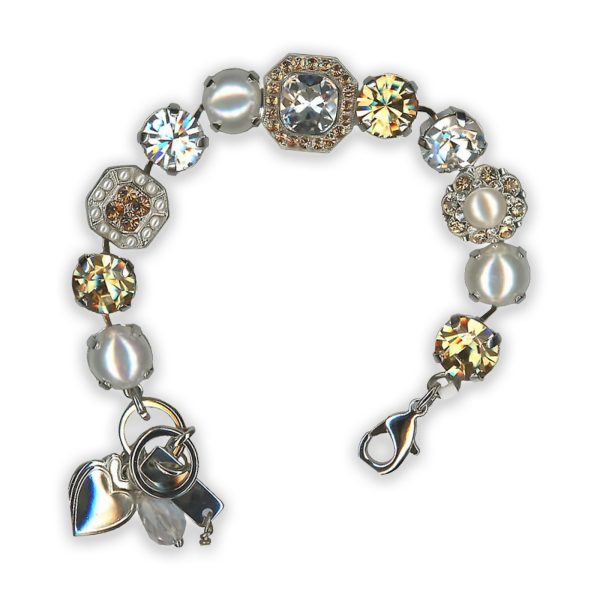 Bracelet by Mariana My Treasures Coll. Exquisite Pearl Mineral, Topaz, and Clear Swarovski Crystals