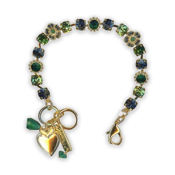 Bracelet by Mariana Winter 2021 Coll. Elegant Emerald and Montana Swarovski Crystals