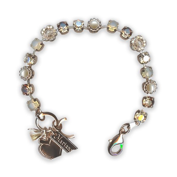 Bracelet by Mariana Songbook Coll. Timeless Pearl and Golden Swarovski Crystals