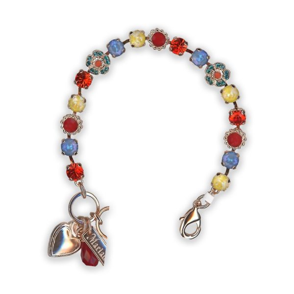Bracelet by Mariana Poppy Coll. Sassy Red Jasper Mineral and Multi-Colored Swarovski Crystals