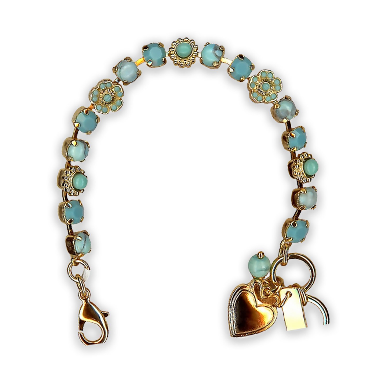 B-4504-M75267-YG (1) Bracelet by Mariana My Treasures Coll. Alluring Turquoise Mineral Swarovski Crystals - Image 1