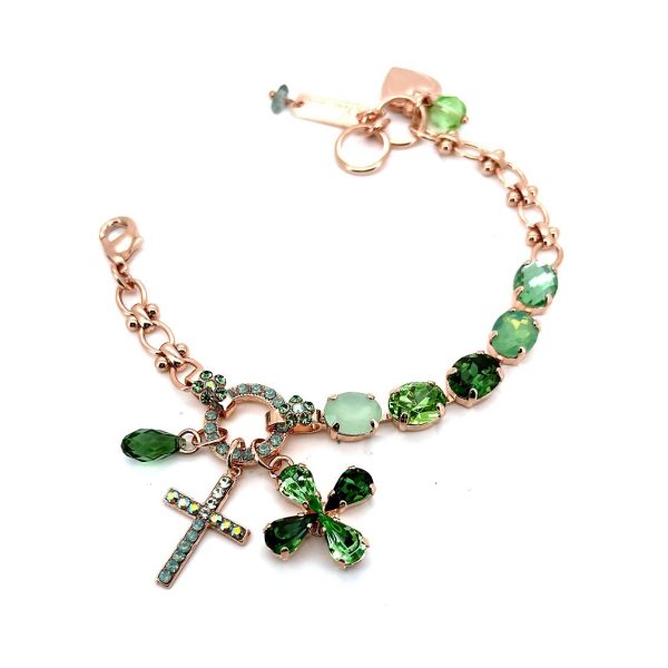 Bracelet By Mariana Woman Charming Vivid Green and Pacific Opal Swarovski Crystals