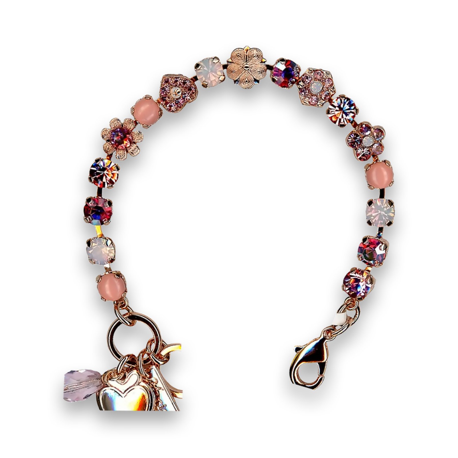 B-4028-2-14-2-RG (1) Bracelet by Mariana My Treasures Coll. Lovely Rose and Coral Swarovski Crystals - Image 1