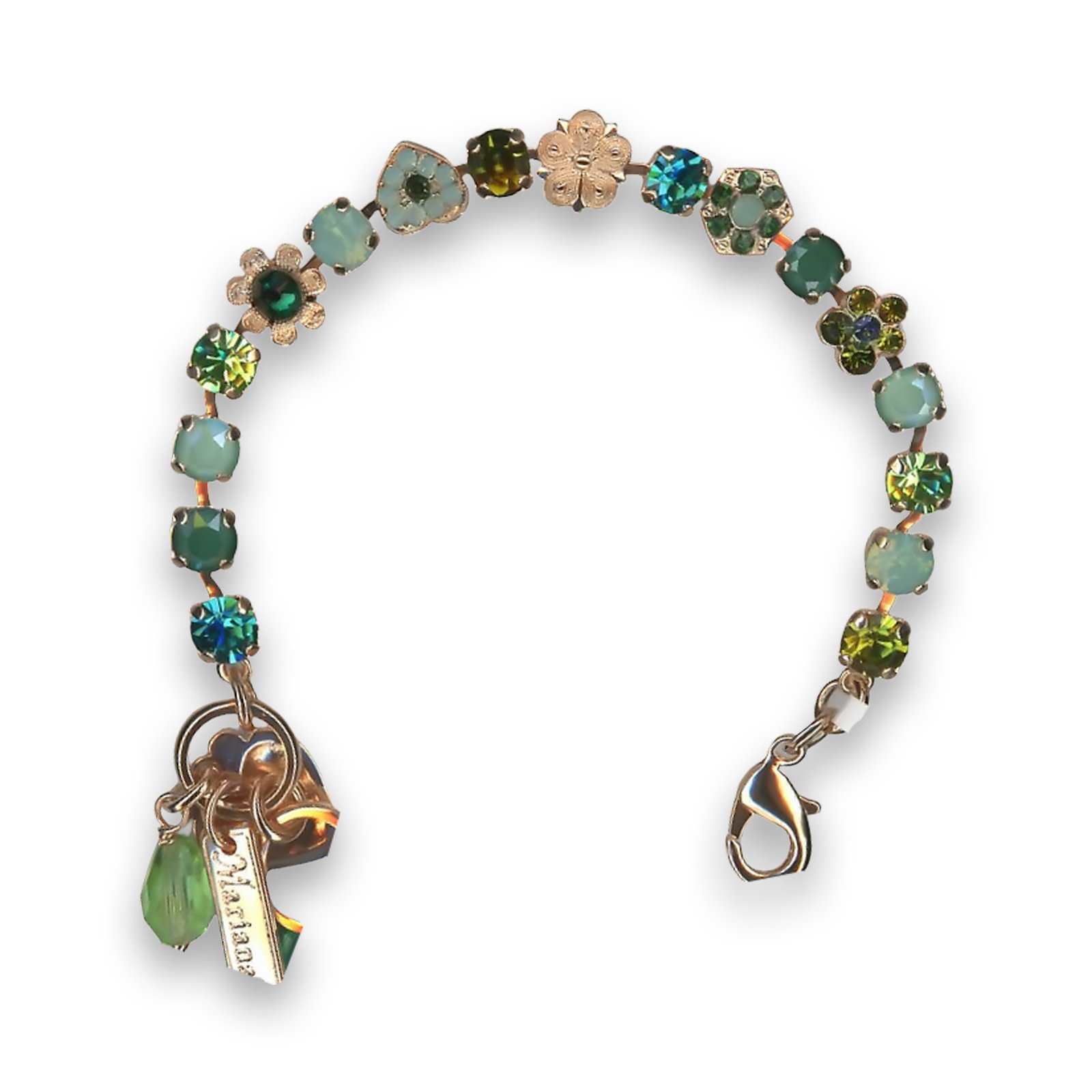 B-4028-2-1912-RG (1) Bracelet by Mariana Botanica Coll. Adorable Green and Zircon Swarovski Crystals - Image 1