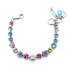 Bracelet By Mariana Woman Lovely Rose and Aquamarine Swarovski Crystals