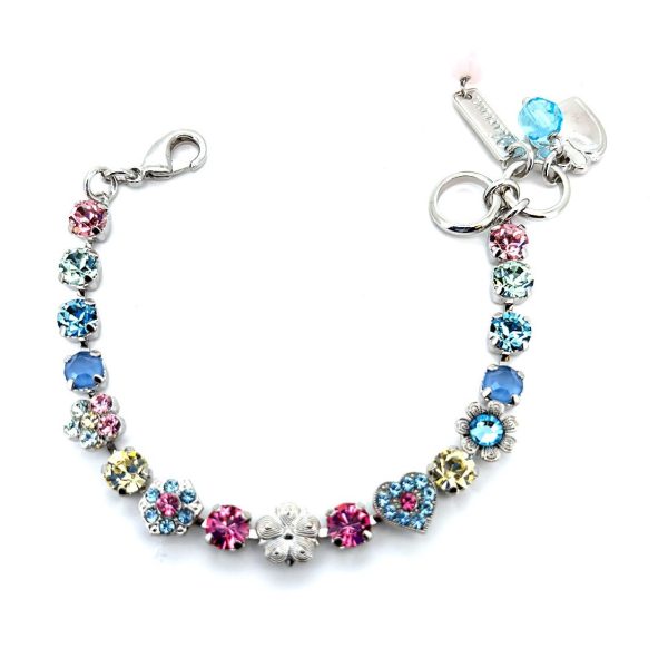 Bracelet By Mariana Woman Lovely Rose and Aquamarine Swarovski Crystals