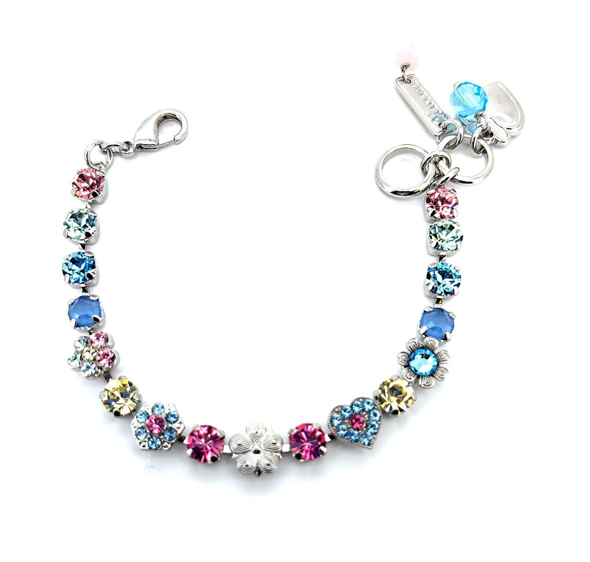 B-4028-2-2141-RO (3) Bracelet By Mariana Woman Lovely Rose and Aquamarine Swarovski Crystals - Image 1