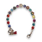 Bracelet by Mariana Poppy Coll. Sassy Turquoise Mineral and Multi-Colored Swarovski Crystals