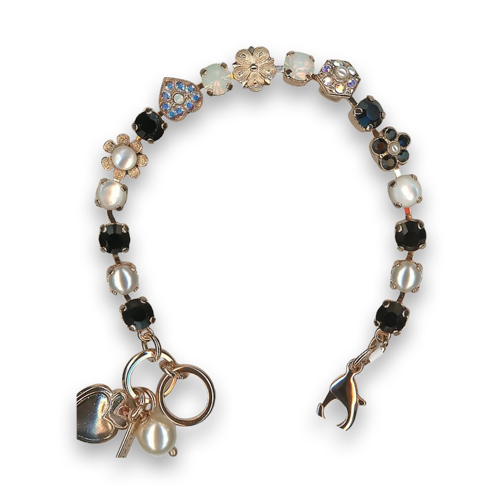 B-4028-2-M87280-RG (1) Bracelet by Mariana Nirvana Coll. Fab Pearl Mineral and Jet Swarovski Crystals - Image 1
